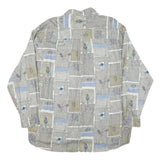 JUPITER Mens Grey Green & Blue Patterned Cotton Blend Shirt XL Casual Long