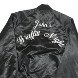 CAPRICORN Mens Black Button Nylon Bomber Jacket S Hazel Sunnyvale Graffiti