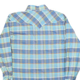 KARMAN Mens Blue Plaid Shirt L Cotton Blend Western Style Button Closure