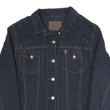 BIG STAR Womens Navy Blue Cotton Blend Button Jacket L Denim Plain Stylish