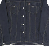 BIG STAR Womens Navy Blue Cotton Blend Button Jacket L Denim Plain Stylish