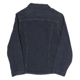 BIG STAR Womens Navy Blue Cotton Blend Button Jacket L Denim Plain Stylish