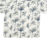 POINT ZERO Mens White & Grey Hawaiian Rayon Shirt L Palm Print Casual