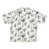 POINT ZERO Mens White & Grey Hawaiian Rayon Shirt L Palm Print Casual