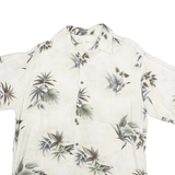 MODA CAMPIA MODA Mens Cream Green Leaf Print Shirt M Relaxed Summer Casual