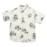 MODA CAMPIA MODA Mens Cream Green Leaf Print Shirt M Relaxed Summer Casual