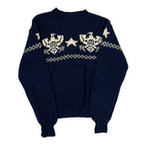 Eagle And Star Pattern Polo By Ralph Lauren Graphic Jumper - XL Navy Cotton