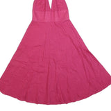 J.CREW Womens Pink Halter Dress Cotton Blend Midi S Summer Casual
