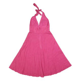 J.CREW Womens Pink Halter Dress Cotton Blend Midi S Summer Casual