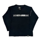 Museum Harley Davidson Spellout Long Sleeve T-Shirt - Small Black Cotton