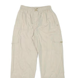Womens Relaxed Beige Cotton Blend Drawstring Trousers W24 L28 Casual Comfort