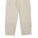Womens Relaxed Beige Cotton Blend Drawstring Trousers W24 L28 Casual Comfort