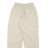 Womens Relaxed Beige Cotton Blend Drawstring Trousers W24 L28 Casual Comfort