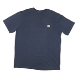CARHARTT Mens Navy Blue T-Shirt XL Short Sleeve Crew Neck Pocket Logo