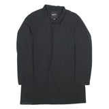 DKNY Mens Black Casual Jacket L Cotton Blend Button Closure Plain Style