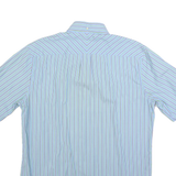 TOMMY HILFIGER Mens Blue & Green Striped Shirt M Button Down Pockets Cotton
