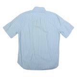TOMMY HILFIGER Mens Blue & Green Striped Shirt M Button Down Pockets Cotton
