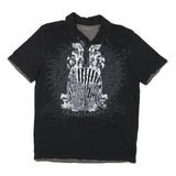 CALVIN KLEIN JEANS Mens Black Graphic Short Sleeve Polo Shirt L Casual Cotton