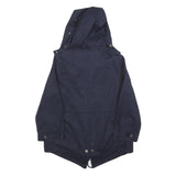 ZARA WOMAN Womens Navy Blue Cotton Blend Hooded Jacket S Zip Casual Outerwear
