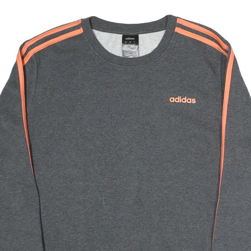 ADIDAS Girls Grey & Coral Sweatshirt L Cotton Blend Crew Neck Long Sleeve