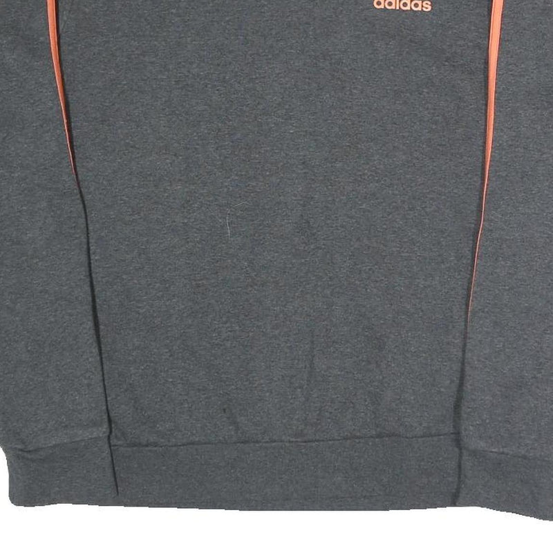 ADIDAS Girls Grey & Coral Sweatshirt L Cotton Blend Crew Neck Long Sleeve