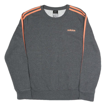 ADIDAS Girls Grey & Coral Sweatshirt L Cotton Blend Crew Neck Long Sleeve