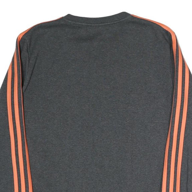 ADIDAS Girls Grey & Coral Sweatshirt L Cotton Blend Crew Neck Long Sleeve
