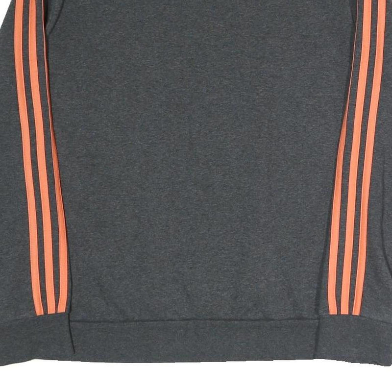 ADIDAS Girls Grey & Coral Sweatshirt L Cotton Blend Crew Neck Long Sleeve