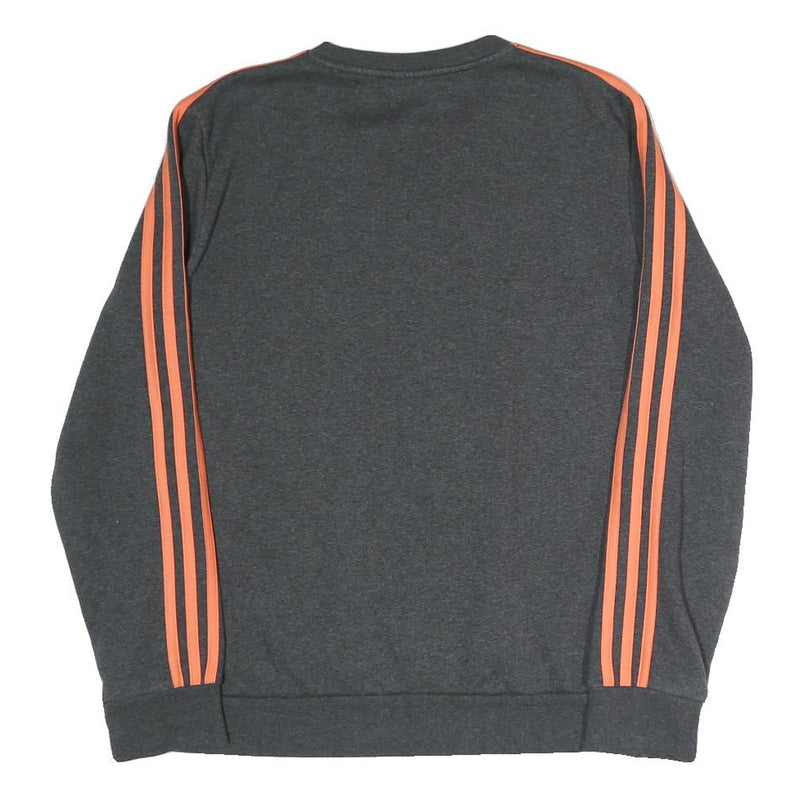 ADIDAS Girls Grey & Coral Sweatshirt L Cotton Blend Crew Neck Long Sleeve