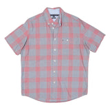 TOMMY HILFIGER Mens Pink & Grey Check Shirt M Classic Fit Button Down