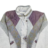 NEW YORK GIRL Womens Grey Purple Cotton Blend Jacket M Colourblock Zip Casual