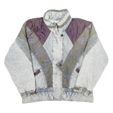 NEW YORK GIRL Womens Grey Purple Cotton Blend Jacket M Colourblock Zip Casual