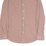 TIMBERLAND Mens Brown & White Checked Shirt L Cotton Blend Button-Down Pocket