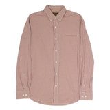 TIMBERLAND Mens Brown & White Checked Shirt L Cotton Blend Button-Down Pocket