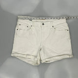 Levis Denim Shorts - 32W UK 12 White Cotton