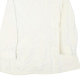Womens White Cotton Blend Button Jacket L Plain Classic Spacious Pockets