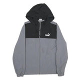 PUMA Mens Black & Grey Hooded Zip Jacket M Polyester Sportswear Casual Outerwear