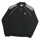 ADIDAS Womens Black Track Jacket UK 14 Polyester Zip Athletic Casual Sportswear