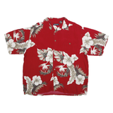PURITAN Mens Red Floral Button Jacket L Viscose Blend Hawaiian Style