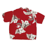PURITAN Mens Red Floral Button Jacket L Viscose Blend Hawaiian Style