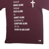 RUSSELL ATHLETIC Mens Maroon Graphic T-Shirt M Short Sleeve Crew Neck Religious