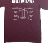 RUSSELL ATHLETIC Mens Maroon Graphic T-Shirt M Short Sleeve Crew Neck Religious