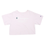 CHAMPION Womens Pink Crop T-Shirt M Short Sleeve Crew Neck Logo Graphic