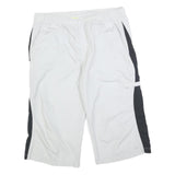 NIKE Mens White & Black Casual Shorts L W36 Relaxed Fit Polyester Blend Button