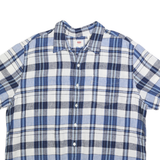 LEVI'S Mens Blue & White Checked Linen Blend Shirt XL Casual Summer Light