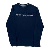 Tommy Hilfiger Striped Long Sleeve T-Shirt - Large Navy Cotton