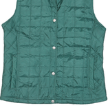 JANE ASHLEY Womens Green Quilted Jacket M Polyester Blend Button Closure