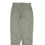 Womens Cotton Blend Slim Khaki Trousers W28 L30 Cargo Style Zip Closure Casual