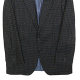 BARDINI Mens Blue & Brown Houndstooth Tailored Jacket M Woven Button Closure