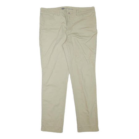 DICKIES Womens Cotton Blend Beige Slim Slim Straight Trousers W34 L30 Casual